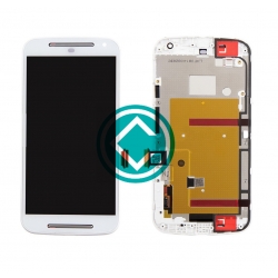 Motorola Moto G2 LCD Screen With Front Housing Module - White